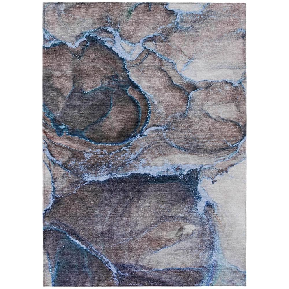 Navy Blue 3 ft. x 5 ft. Woven Abstract Polyester Rectangle Indoor/Outdoor Area Rug price history on PriceWatchPro