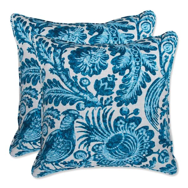 Pillow Perfect Paisley Blue/White Tucker Resist Square Outdoor Throw Pillow 2-Pack