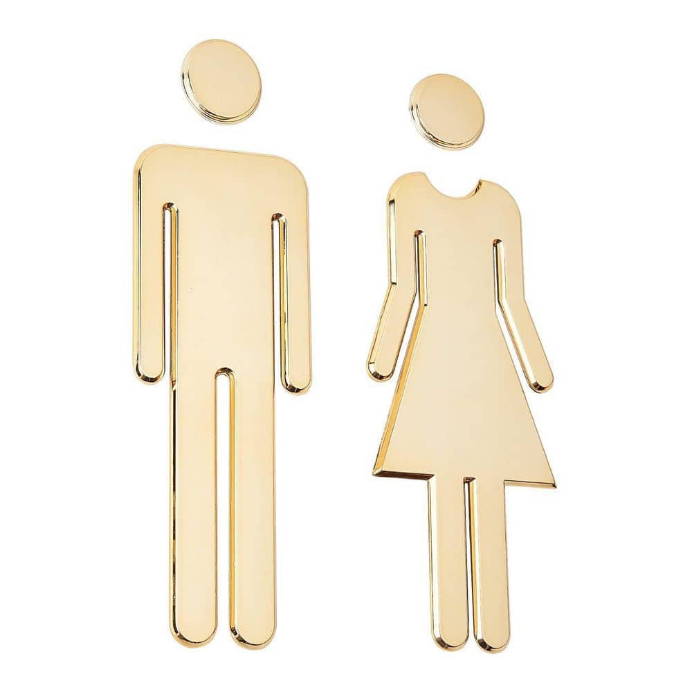 1 Set Brushed Gold Plastic Self Adhesive Restroom Door Sign Men Women Bathroom Figure Signage for Office price history on PriceWatchPro
