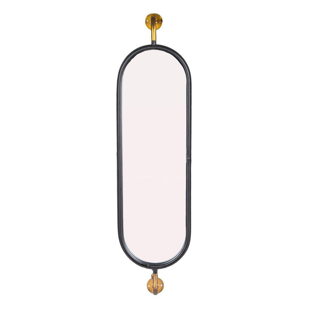 Small Oval Black and Gold Metal Framed Decorative Mirror
