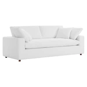 Commix 92.5 in. Square Arm Polyester Rectangle Sofa in. Pure White