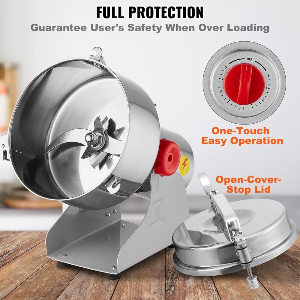 VEVOR 2500g Stainless Steel Electric Commercial Grain Mill Grinder
