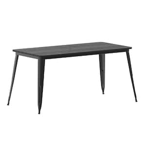 60 in. Rectangle Black Plastic 4-Leg Dining Table with Steel Frame (Seats-6)