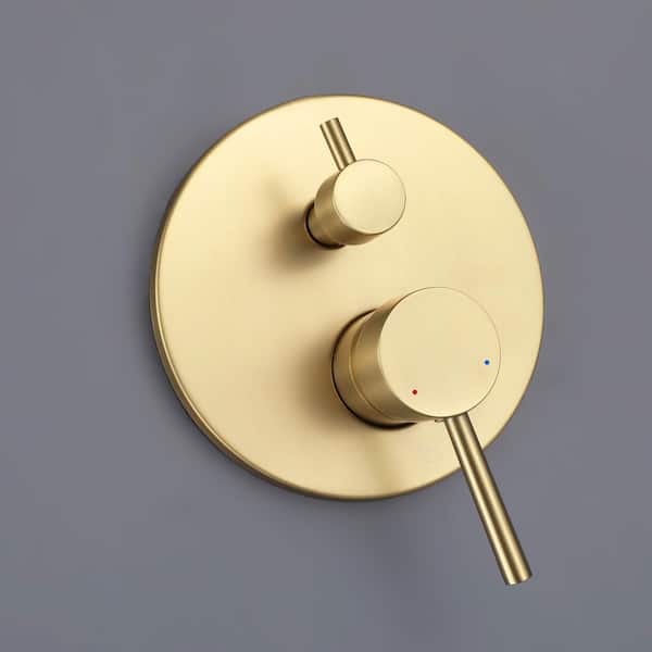 2-Spray 10 in. Dual Handle Wall Mounting Shower Head and Handheld Shower Head 1.8 GPM in Brushed Gold