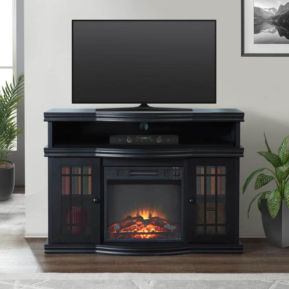 GOOD & GRACIOUS 44 in. Black Electric Fireplace TV Stand Fits TV's up ...