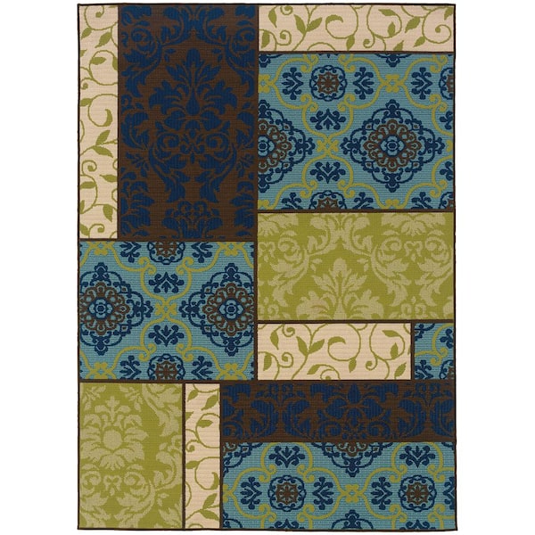 Piccadilly Multi 9 ft. x 13 ft. Outdoor Patio Area Rug