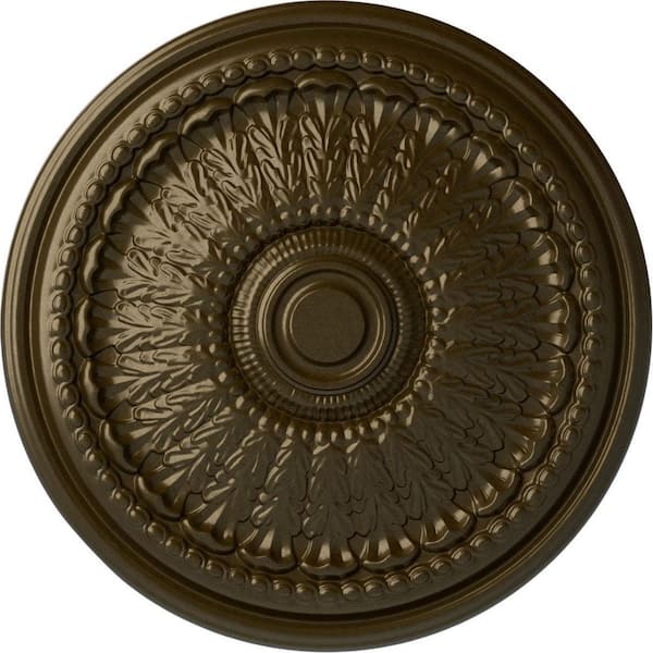 Ekena Millwork 27" x 2-1/2" Brunswick Urethane Ceiling Medallion (Fits Canopies up to 4-1/2"), Brass