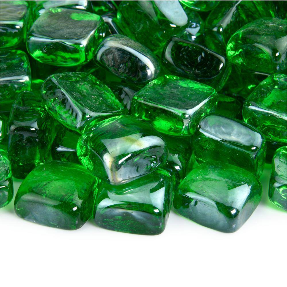 Emerald Green Decorative Fire Glass Cubes, 10 lbs