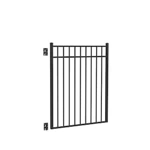 Natural Reflections 4 ft. W x 4.5 ft. H Black Standard-Duty Aluminum Straight Pre-Assembled Fence Gate