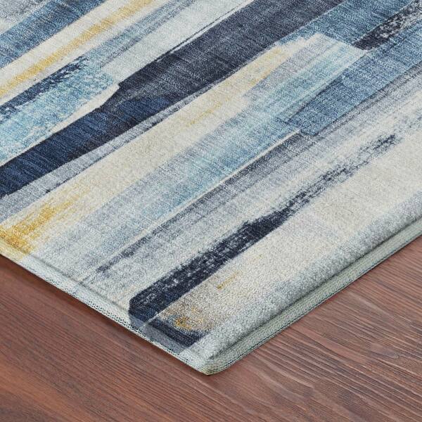 Mayfield Premium Machine Washable Abstract AMF2255 Denim 5 ft. x 7 ft. 6 in. Area Rug