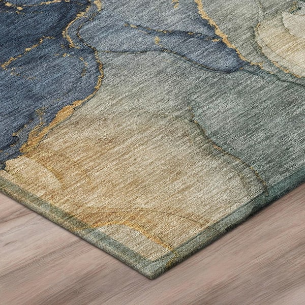 Chantille Machine Washable Indoor/Outdoor Abstract ACN3119 Navy 9 ft. x 12 ft. Area Rug