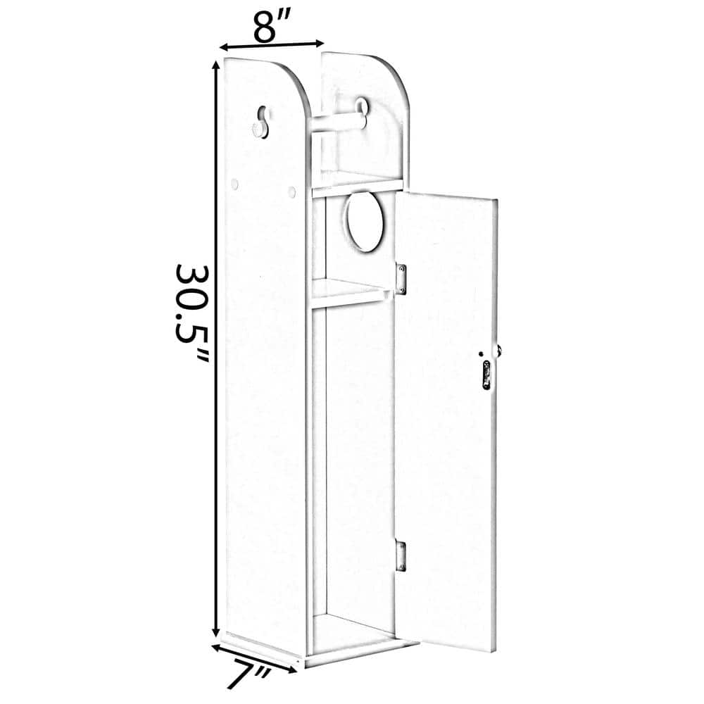 White Freestanding Bathroom Toilet Paper Holder with Storage Cabinet