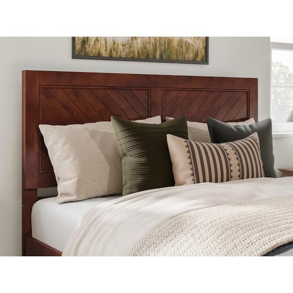 AFI Canyon Cabin Cottage Walnut Brown Solid Wood Frame Queen Size Headboard with Attachable Device Charger