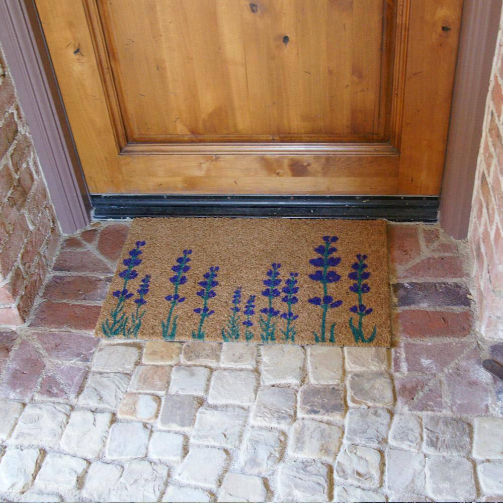 Purple English Lavender Coir Outdoor Flower Doormat, 18" x 30"