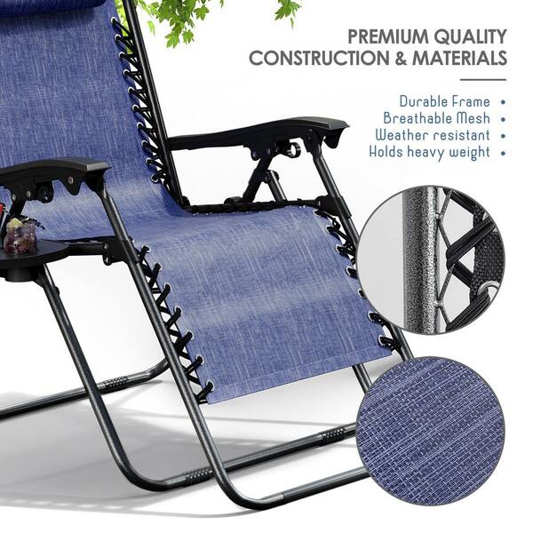 HEARTH & HARBOR Blue Zero Gravity Chairs, Metal Outdoor Lawn Chair