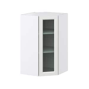 24 in. W x 40 in. H x 14 in. D Alton Painted White Recessed Assembled Glass Wall Diagonal Corner Kitchen Cabinet