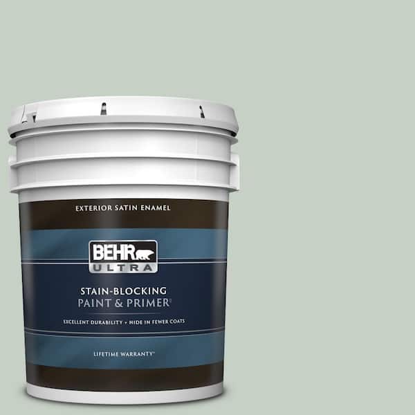 BEHR ULTRA 5 gal. #N400-2 Frosted Sage Satin Enamel Exterior Paint & Primer