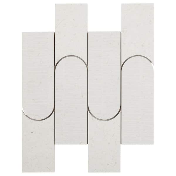 Illume Tokyo White 4 in. x 0.35 in. Limestone Look Textured Matte Porcelain Mosaic Floor and Wall Tile Sample