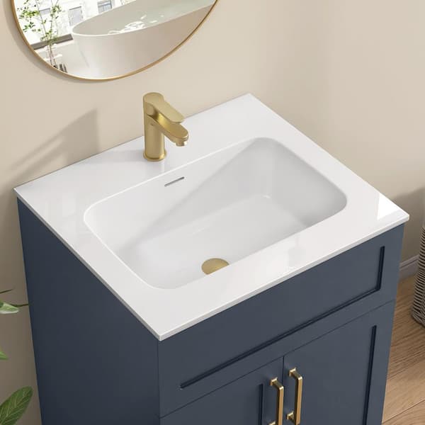 Zeafive 24 in. W x 22 in. D Solid Surface White Rectangular Single