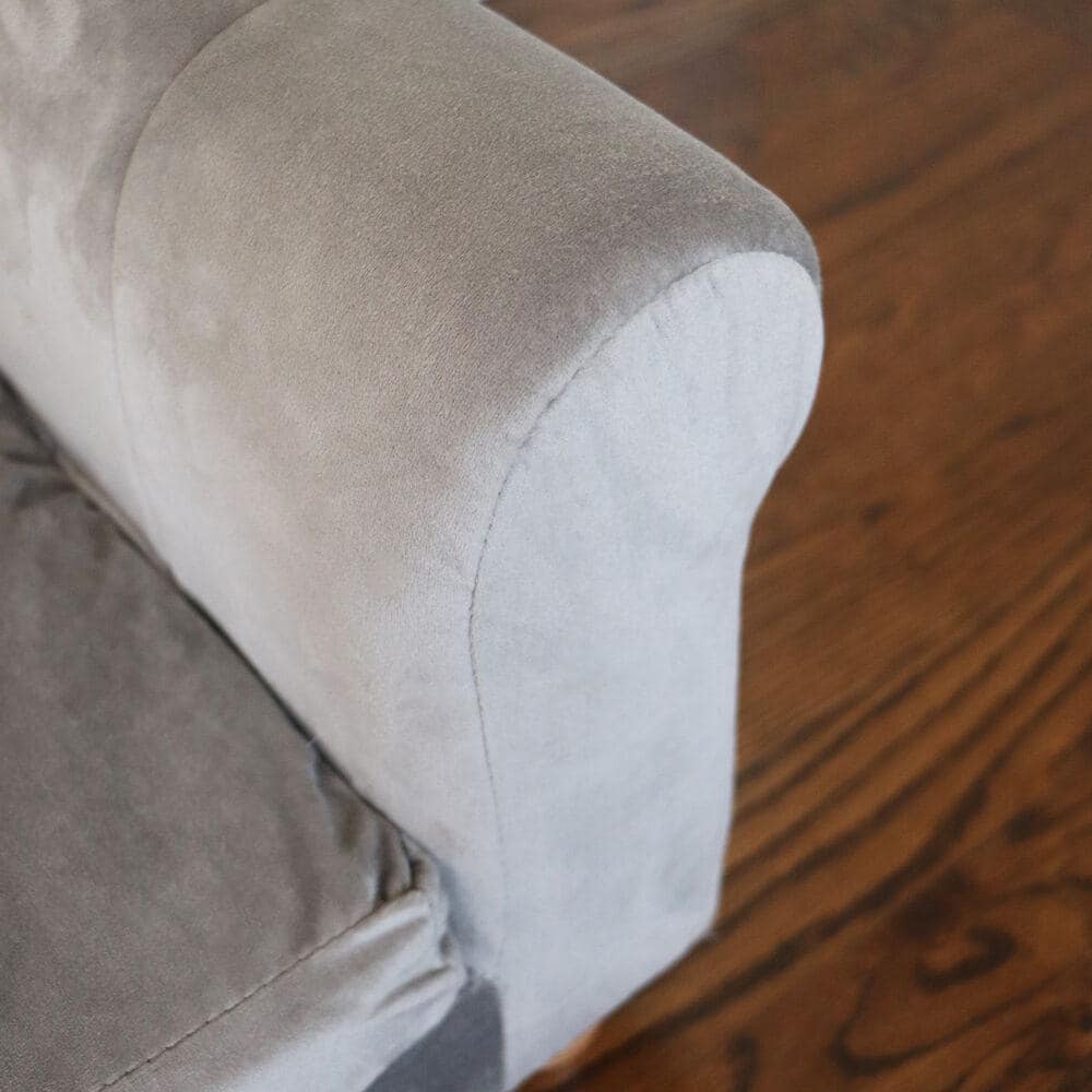 Elegant Gray Faux-Velvet Elevated Dog Bed with Wood Legs