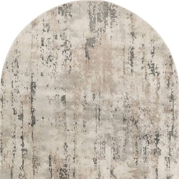 5' X 8' Beige and Gray Abstract Power Loom Area Rug