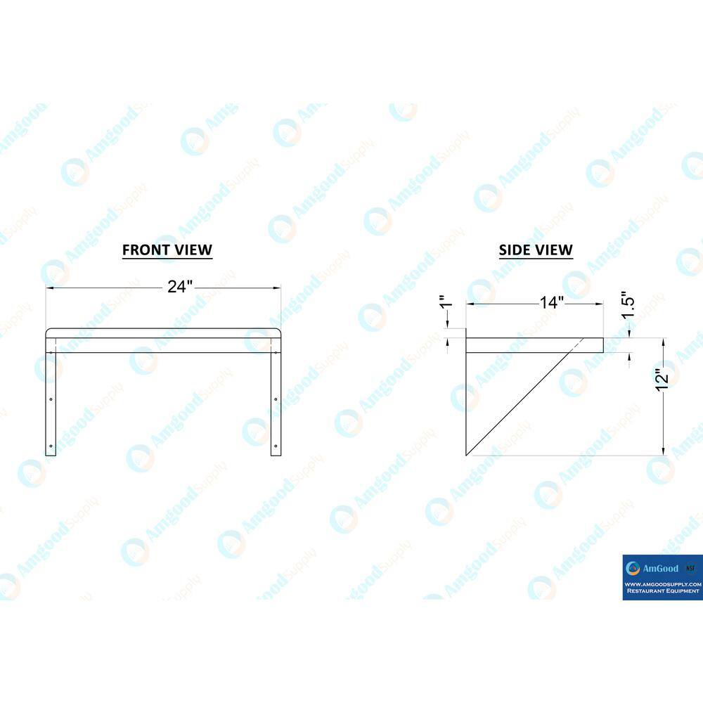 AmGood 24" Stainless Steel Floating Wall Shelf with Brackets