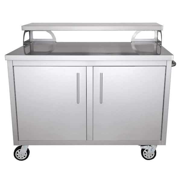 Casa Nico Stainless Steel 48 in. x 43 in. x 30 in. Portable Outdoor Kitchen Cabinet and Patio Bar