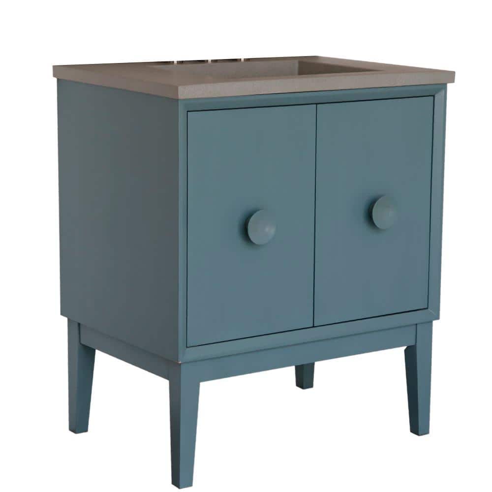Stora 31 in. W x 22 in. D Bath Vanity in Aqua Blue with Gray Concrete Vanity Top with Rectangle Basin price history on PriceWatchPro