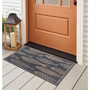 Fish Rubber 18 in. x 30 in. Beautifully Copper Hand Finished, Non-Slip, Durable Heavy Duty Door Mat