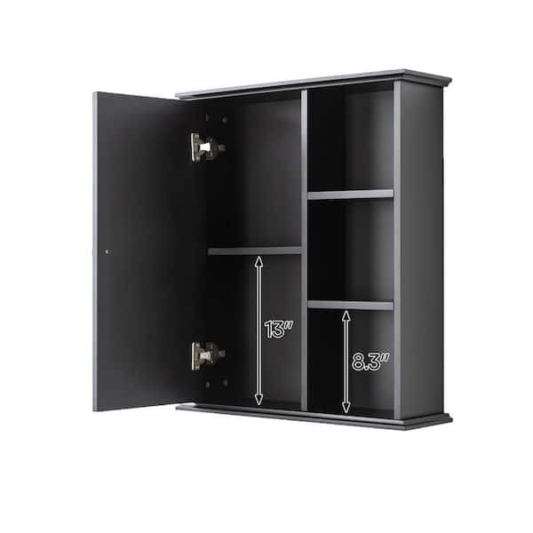 23.6 in. W x 27.6 in. H Rectangular Black MDF Surface Mount Medicine Cabinet without Mirror