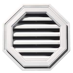 18 in. x 18 in. Octagon White Plastic Built-in Screen Gable Louver Vent