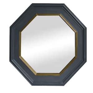 32 in. W x 32 in. H Gray Octagonal Solid Wood Framed Wall Mirror Decorative Mirror