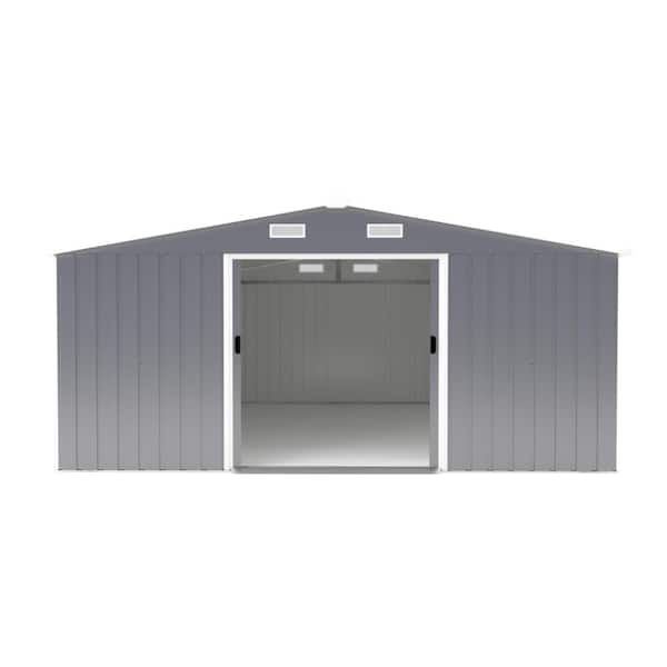 10 ft. x 12 ft. Metal Storage Shed with Protective Film and Daylight Windows, Dark Gray(120 sq. ft.)