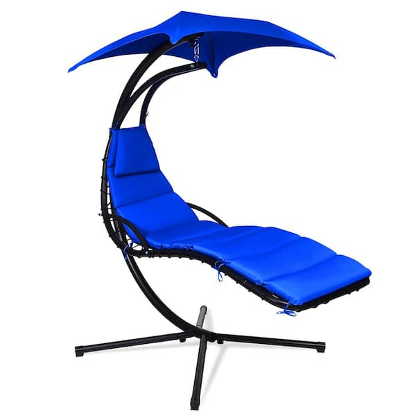 Costway 6.1 ft. Free Standing Hanging Swing Chair Hammock with Stand in Navy