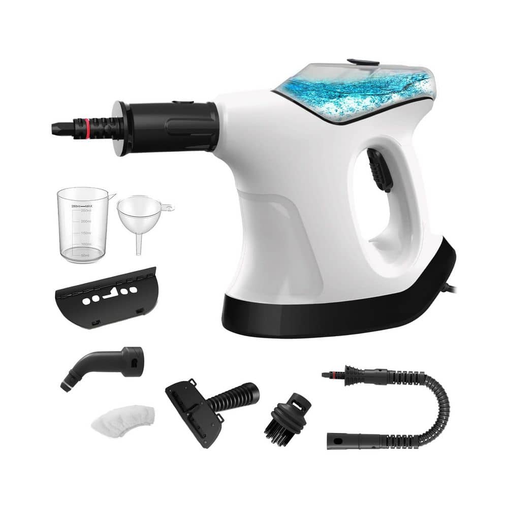 1100W Handheld Corded Steam Cleaner w Large Water Tank, 9 Accessories, Safety Lock for Car, Kitchen, Couch, Floor, White price history on PriceWatchPro