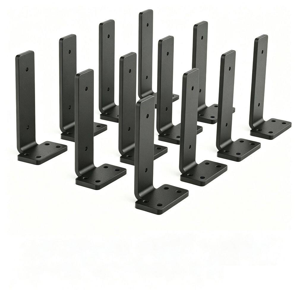 12-Pack 6 in. L Black Floating Shelf Brackets, Wall Shelf Support Brackets with 1/5 in. Thick and 160 lb. Load Capacity