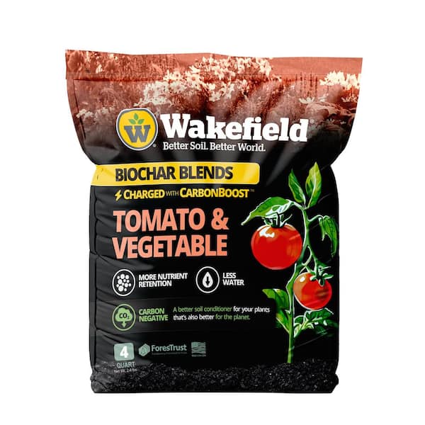 Biochar Blend with CarbonBoostfor Tomatoes and Vegetables, Soil Amendment-4 qt. Bag