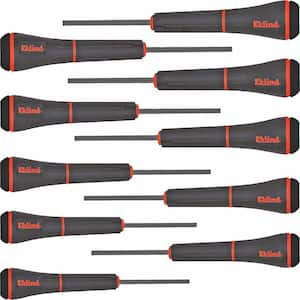 PSD Hex (allen) Precision Screwdriver - 10-Pieces Set SAE Inch Sizes 0.028 in. - 5/32 in.