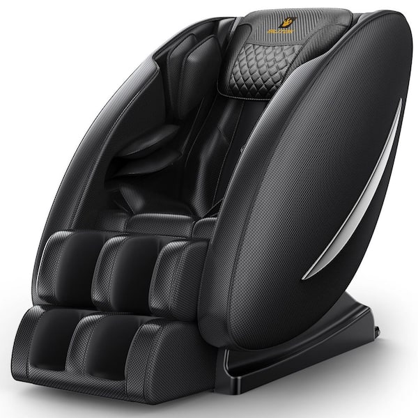 Elder Black Faux Leather Reclining Zero Gravity Airbag Massage Chair with Heat, Foot Rollers,Bluetooth,Full Body Massage