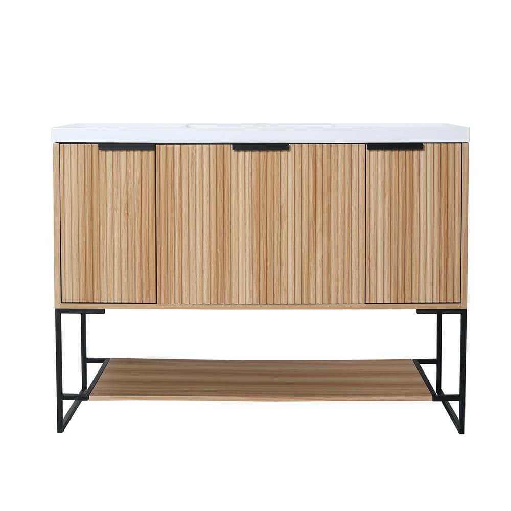47.20 in. W x 18.10 in. D x 35.00 in. H Single Sink Freestanding Bath Vanity in Maple with White Resin Top price history on PriceWatchPro