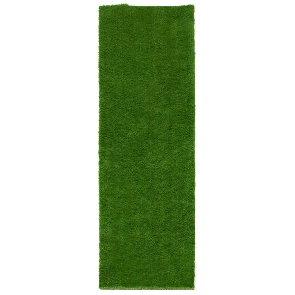 Turf Green 3 ft. x 8 ft. Solid Color Indoor/Outdoor Runner Rug