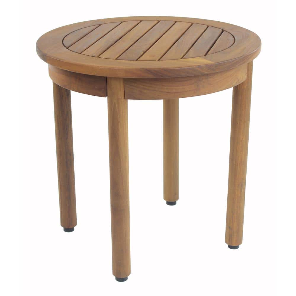 Patented 18 in. x 18 in. Omega Round Freestanding Teak Shower Bench Walk in
