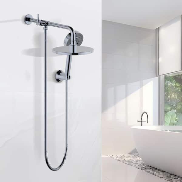 Single-Handle 5-Spray 1.8 GPM Shower Faucet with 8 in. Wall Mount Dual Round Shower Head in Polished Chrome
