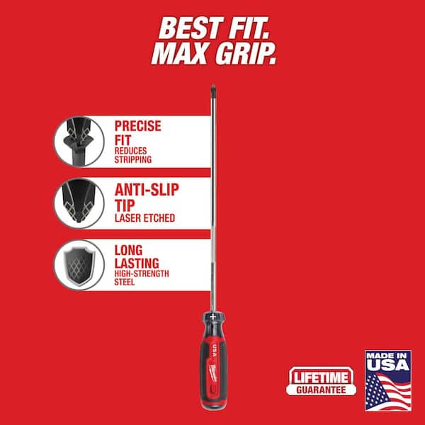 10 in. #2 Phillips Screwdriver with Cushion Grip with 10 in. 1/4 in. Cabinet Screwdriver with Cushion Grip