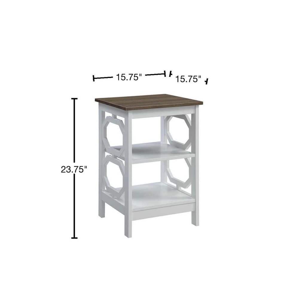 Omega Driftwood & White Square Wood End Table with Shelves