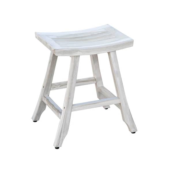 H Teak Counter Stool In Rustic White, White Rustic Counter Stools