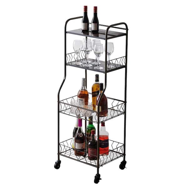 Signature Home SignatureHome Lexi Pewter/Brown Finish Rolling Bakers Cart With Wheels 2 Regular, 2 Locking. Dimensions - (16Lx14Wx46H)