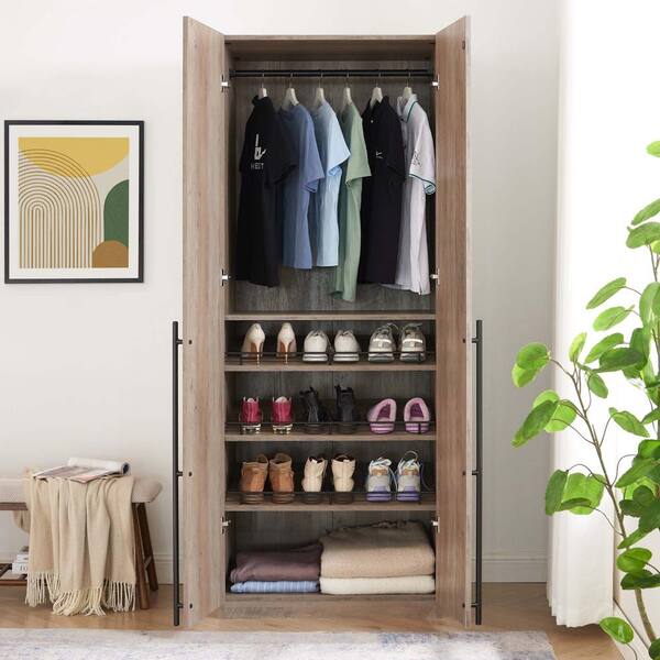 Manhattan Comfort Lee Rustic Grey 31.5 in. Freestanding Wardrobe
