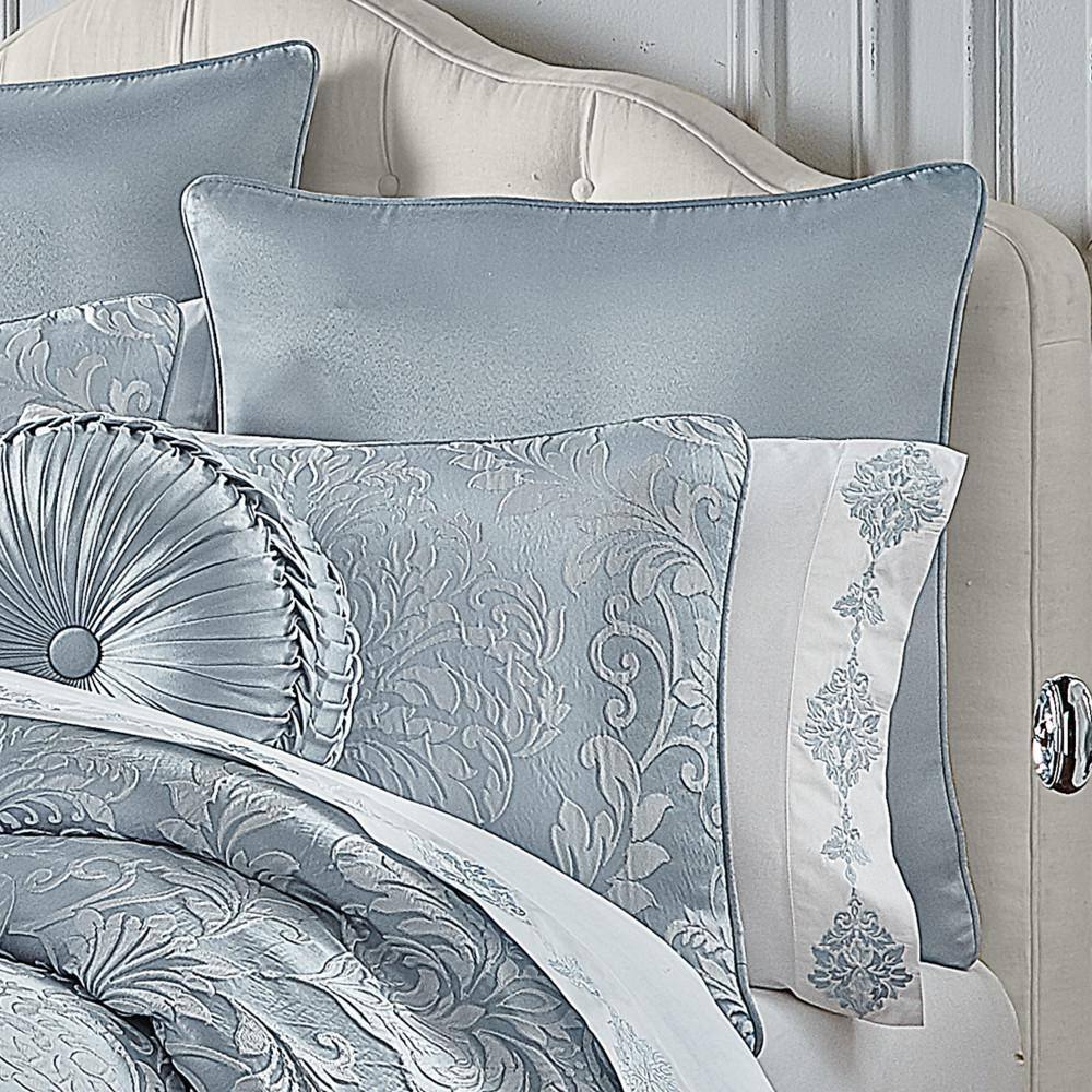 Powder Blue Satin Euro Sham with Piping
