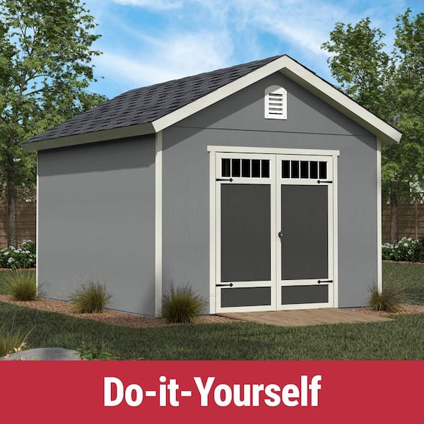 DIY Porter 10 ft. x 12 ft. Pre-Cut Wood Shed with Floor - Outdoor Storage Kit (120 sq. ft.)